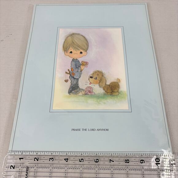 Precious Moments Art Print Praise The Lord Anyhow 14 Inch Jonathan & David - Picture 5 of 8